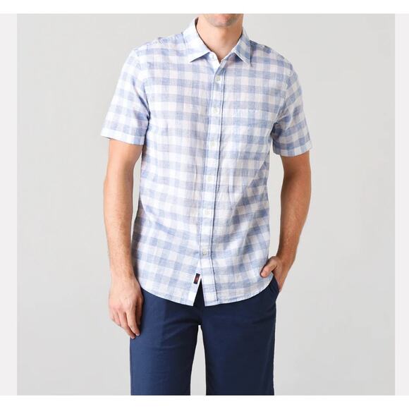 Faherty Blue and White Plaid Casual Button Down Shirt - Picture 1 of 6